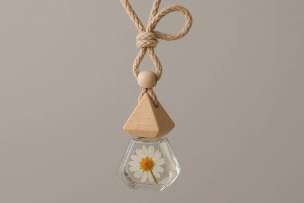 13 Hanging Glass Bottle Car Perfume Pendant With Adjustable String And Real Dried Flower Decor