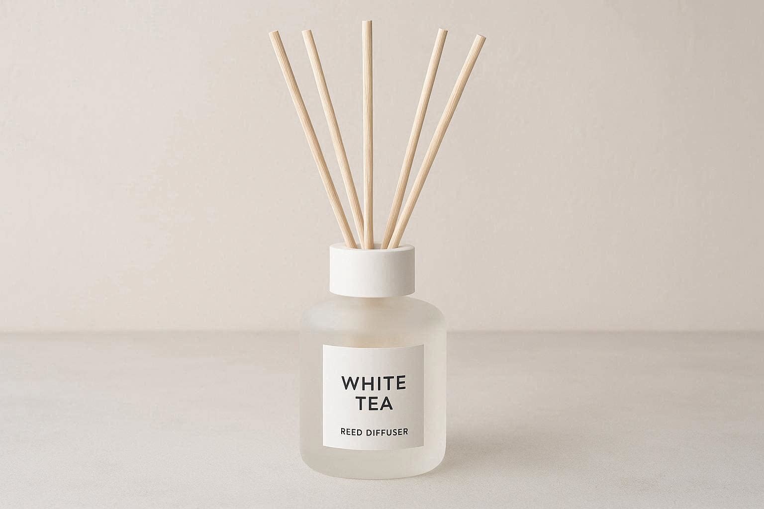 Classic White Tea Reed Diffuser With Natural Rattan Sticks For Minimalist Home Decor And Fresh Ambiance - Image 1