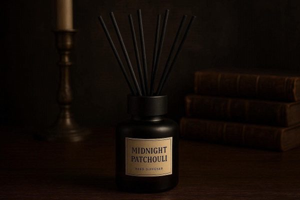 23 Sensual Midnight Patchouli Reed Diffuser With Black Fiber Reeds For Dark Academia Home Styling