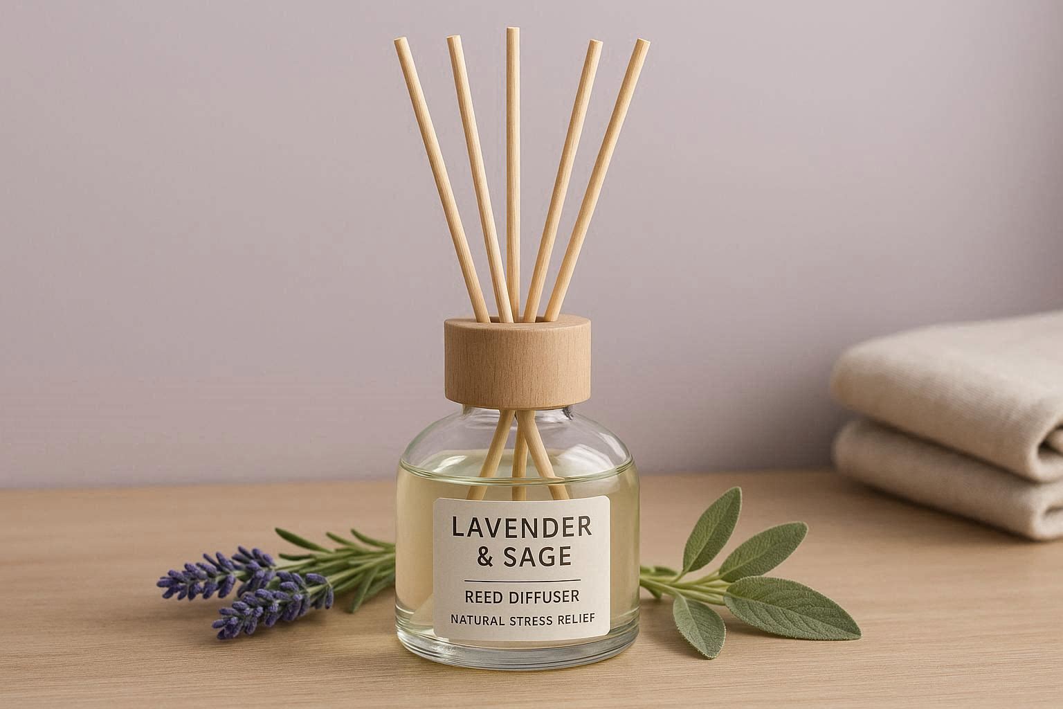Calming Lavender And Sage Reed Diffuser For Bedroom Peace And Natural Stress Relief Support - Image 1