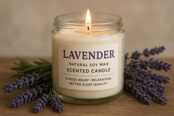 1 Natural Lavender Soy Wax Scented Candle For Home Stress Relief Relaxation And Better Sleep Quality