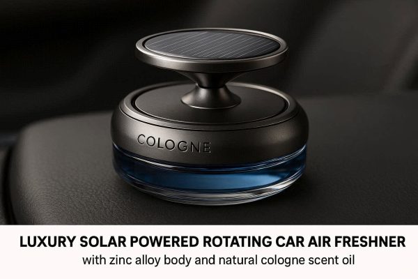 11 Luxury Solar Powered Rotating Car Air Freshener With Zinc Alloy Body And Natural Cologne Scent Oil