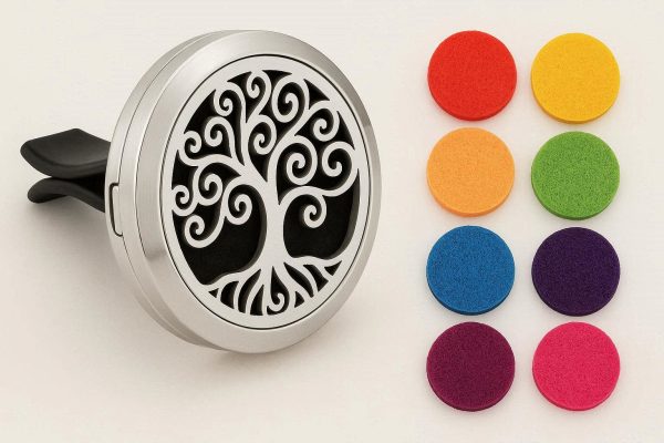 12 Universal Vent Clip Car Essential Oil Diffuser Stainless Steel Locket With Colorful Refill Pads