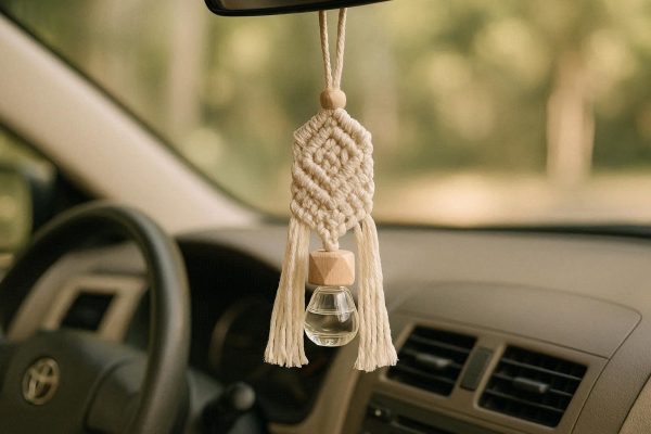 19 Handwoven Macrame Car Charm Essential Oil Diffuser For Boho Interior Styling And Calming Scenting