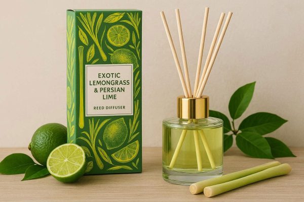 22 Exotic Lemongrass And Persian Lime Reed Diffuser Set For Kitchen Refreshment And Energy Boosting