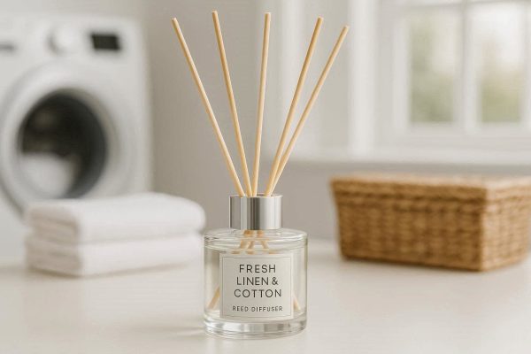 28 Fresh Linen And Cotton Reed Diffuser For Laundry Room Cleanliness And Airy Home Fragrance