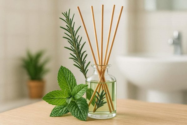 30 Herbal Rosemary And Peppermint Reed Diffuser For Morning Clarity And Bathroom Air Purification