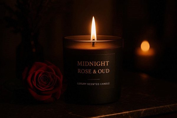9 Midnight Rose And Oud Luxury Scented Candle For Sophisticated Home Ambiance And Romantic Evening Glow